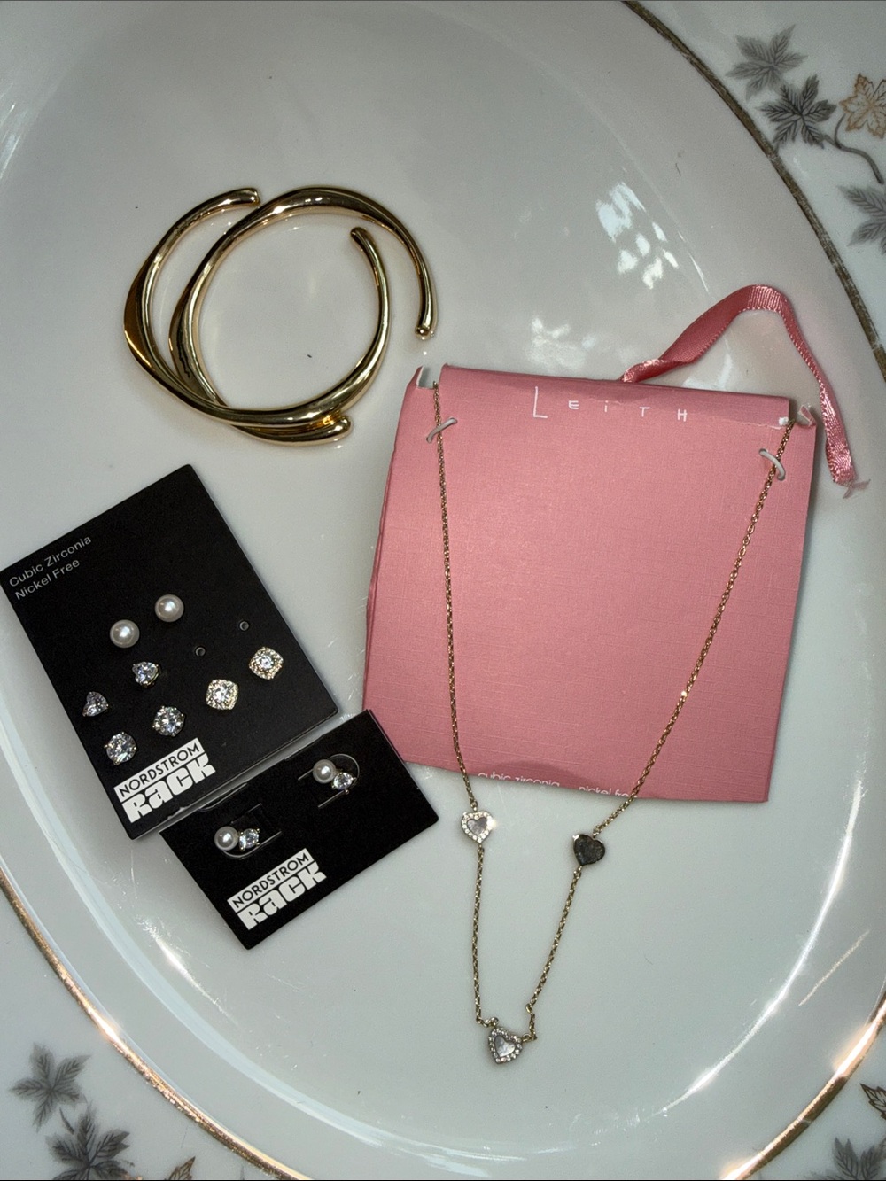 Mixed jewlery from Nordstrom,  Leith Gold Heart Station Necklace